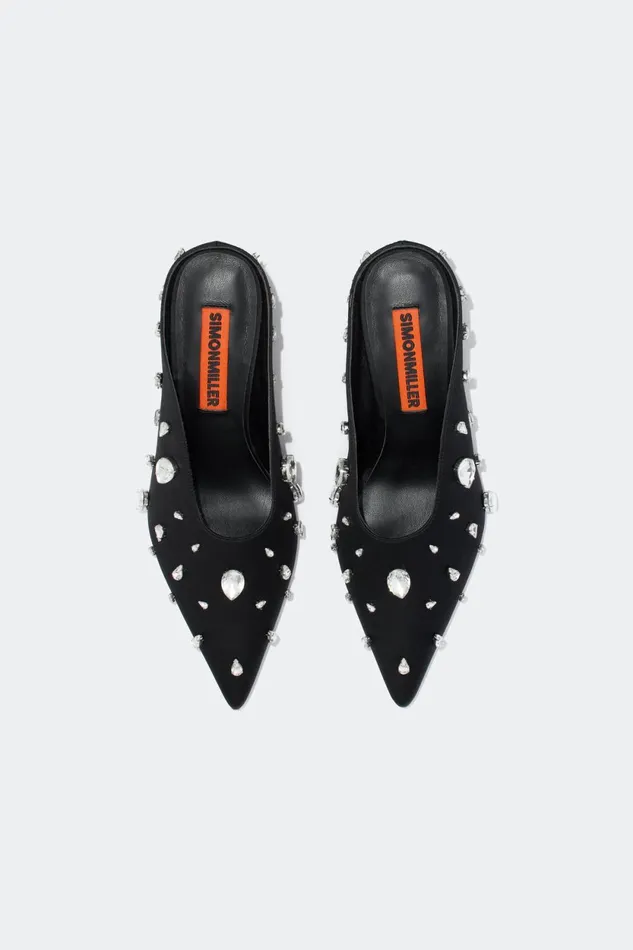 Simon Miller Mules Teardrop Crystal Pointed Gala Mule In BlackClear 8211 Women Simon Miller Mules Teardrop Crystal Pointed Gala Mule In BlackClear 8211 Women