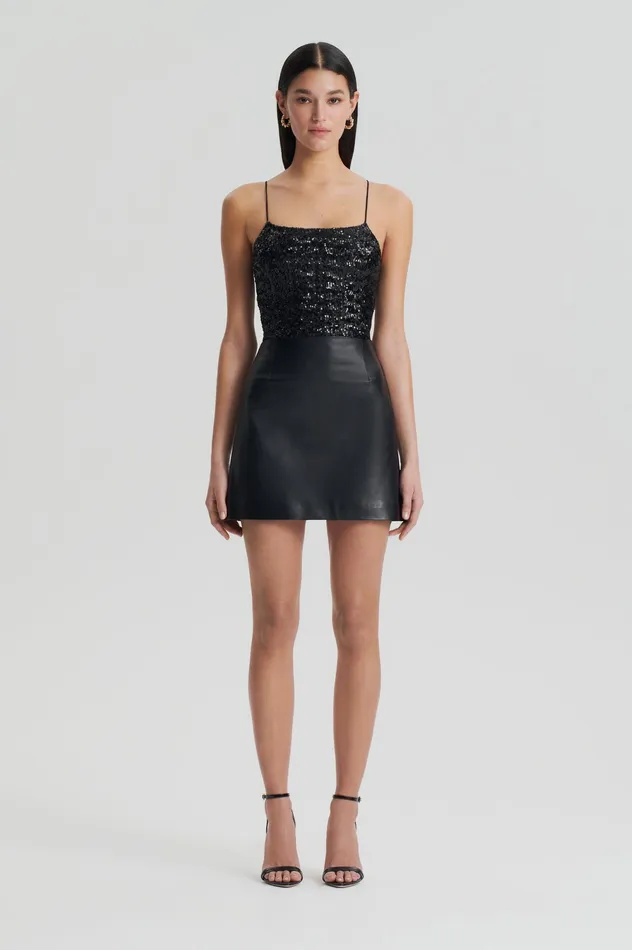 Skirts LEATHER SHORT SKIRT BLACK Scanlan Theodore Women