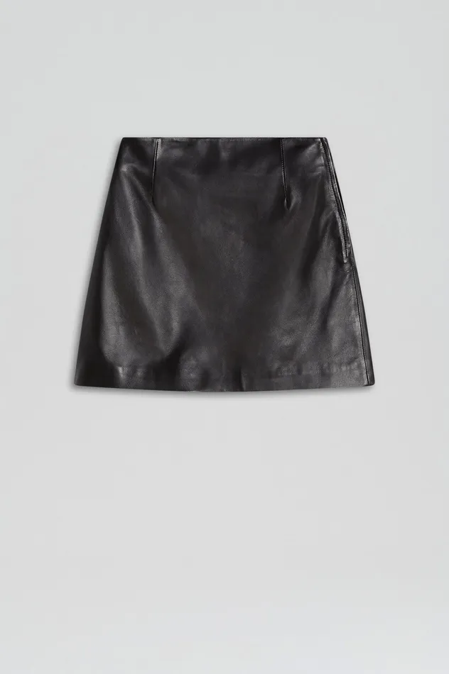 Skirts LEATHER SHORT SKIRT BLACK Scanlan Theodore Women Skirts LEATHER SHORT SKIRT BLACK Scanlan Theodore Women