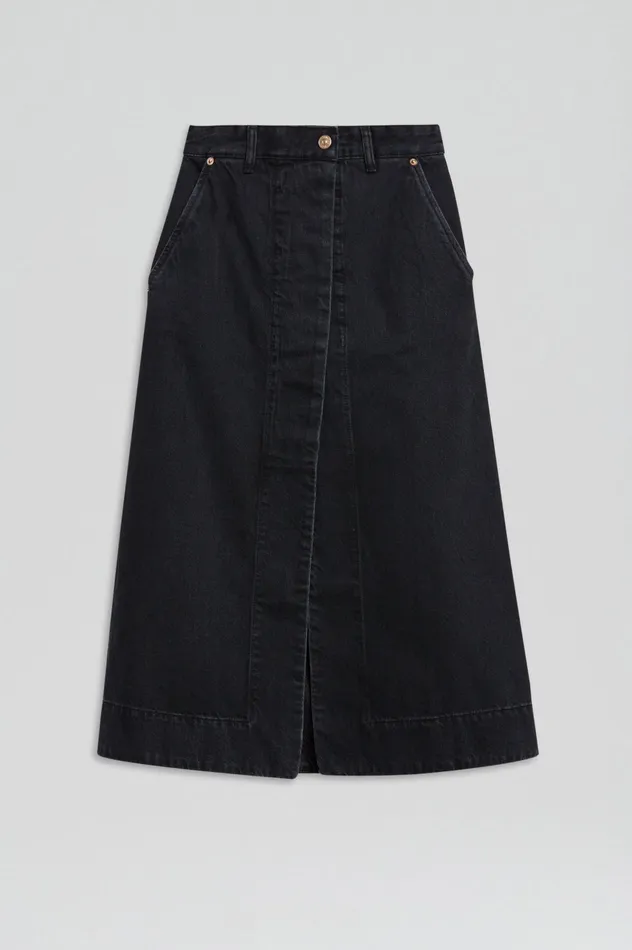 Skirts Scanlan Theodore Women DENIM SKIRT WASHEDBLACK Skirts Scanlan Theodore Women DENIM SKIRT WASHEDBLACK