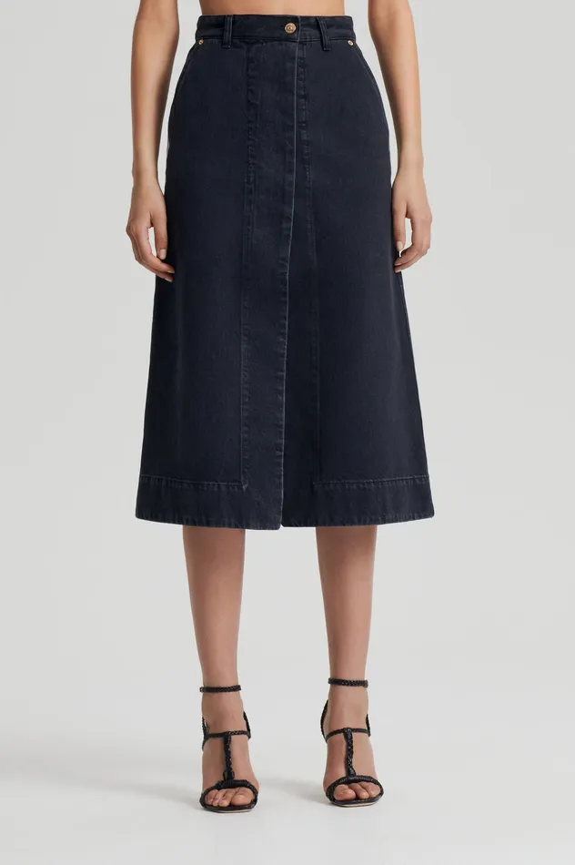 Skirts Scanlan Theodore Women DENIM SKIRT WASHEDBLACK Skirts Scanlan Theodore Women DENIM SKIRT WASHEDBLACK
