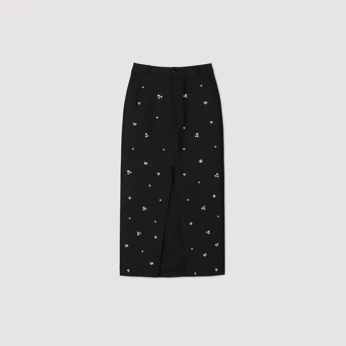 Skirts Women SANDRO Rhinestone Pencil Skirt Black