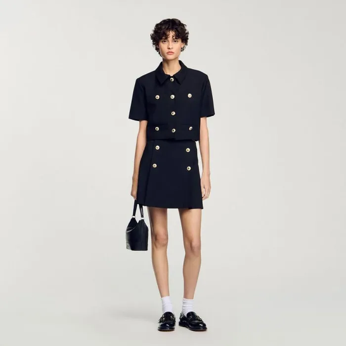 Skirts Women SANDRO Short Pleated Skirt Black