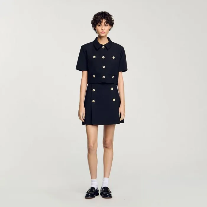 Skirts Women SANDRO Short Pleated Skirt Black