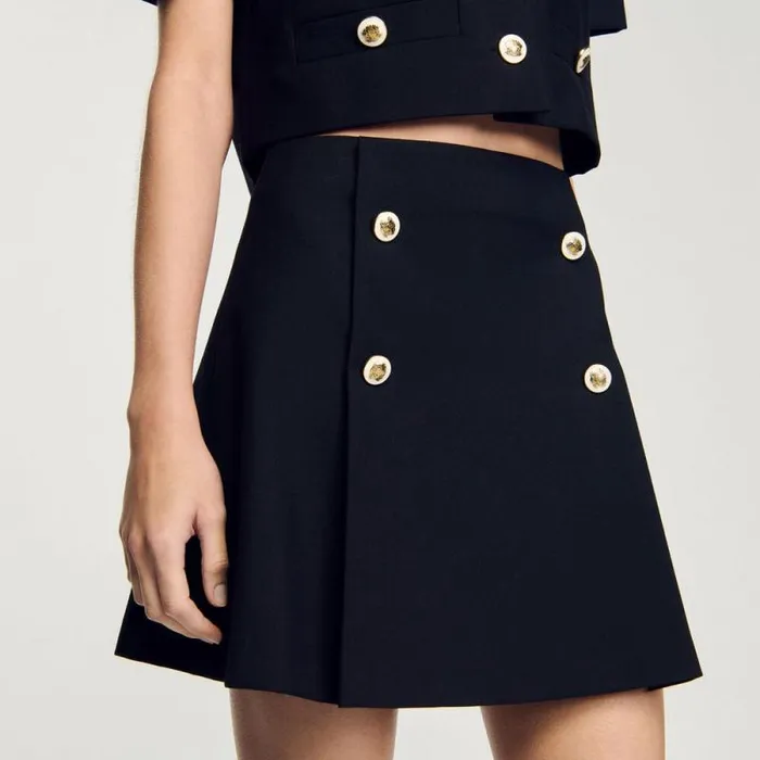 Skirts Women SANDRO Short Pleated Skirt Black