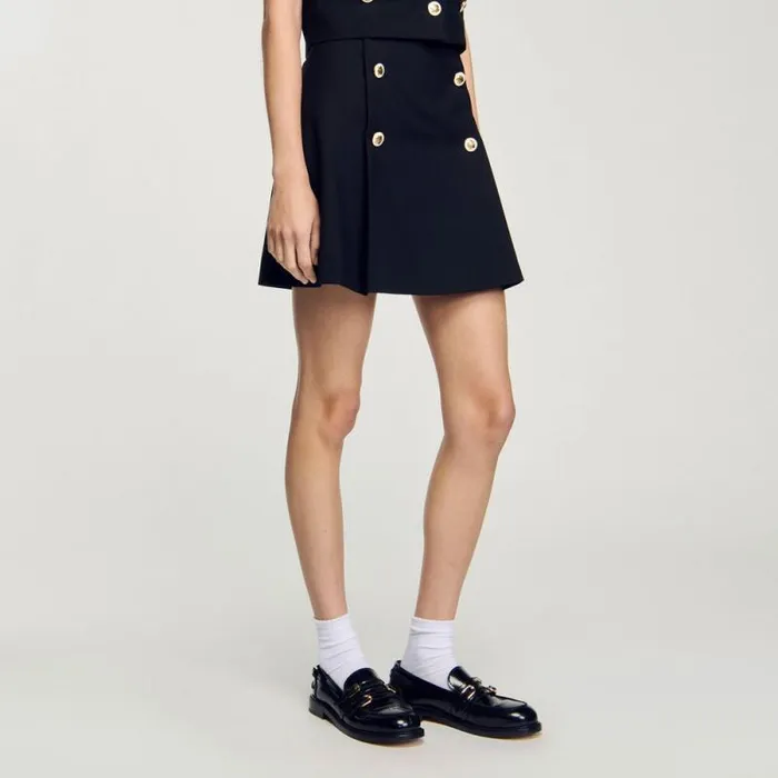 Skirts Women SANDRO Short Pleated Skirt Black