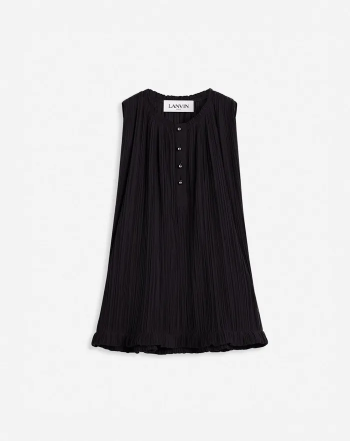 Sleeveless Pleated Top Black Women Lanvin Tops