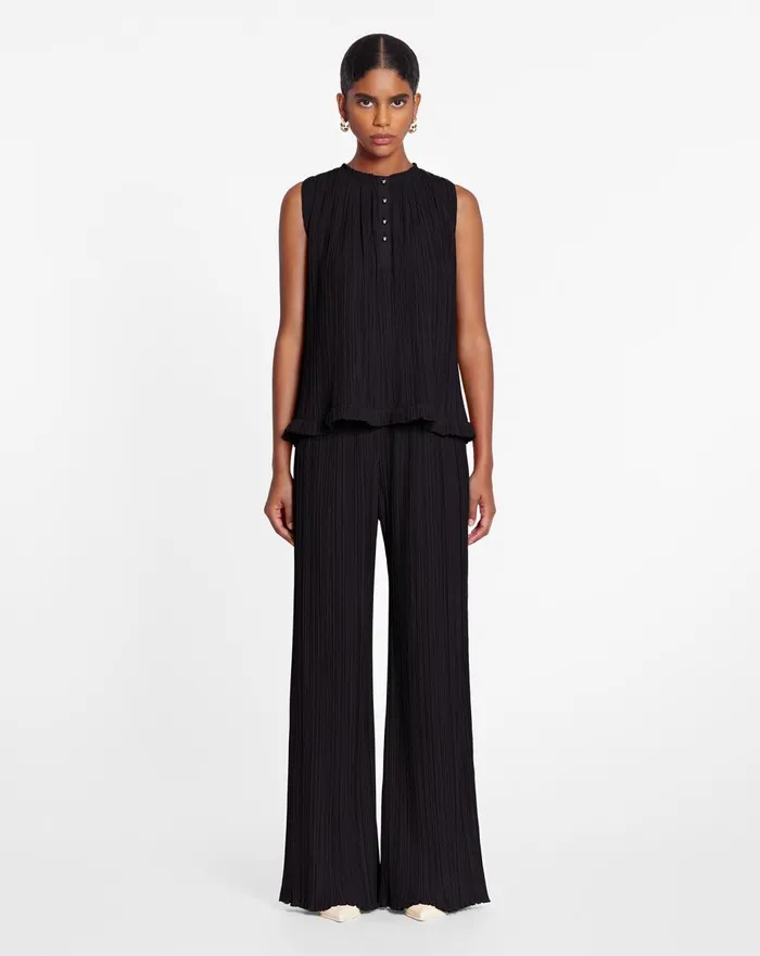 Sleeveless Pleated Top Black Women Lanvin Tops