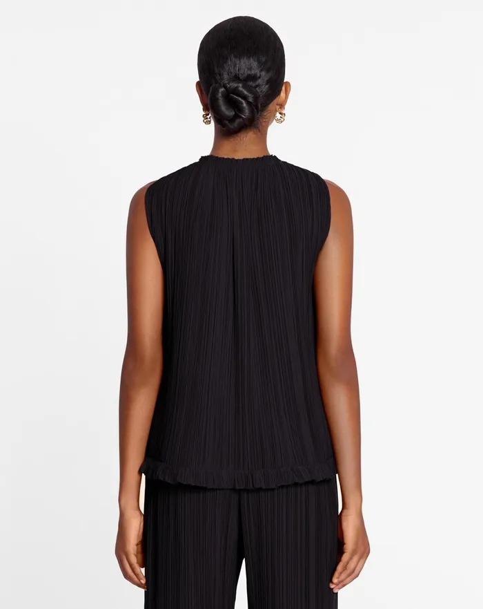 Sleeveless Pleated Top Black Women Lanvin Tops