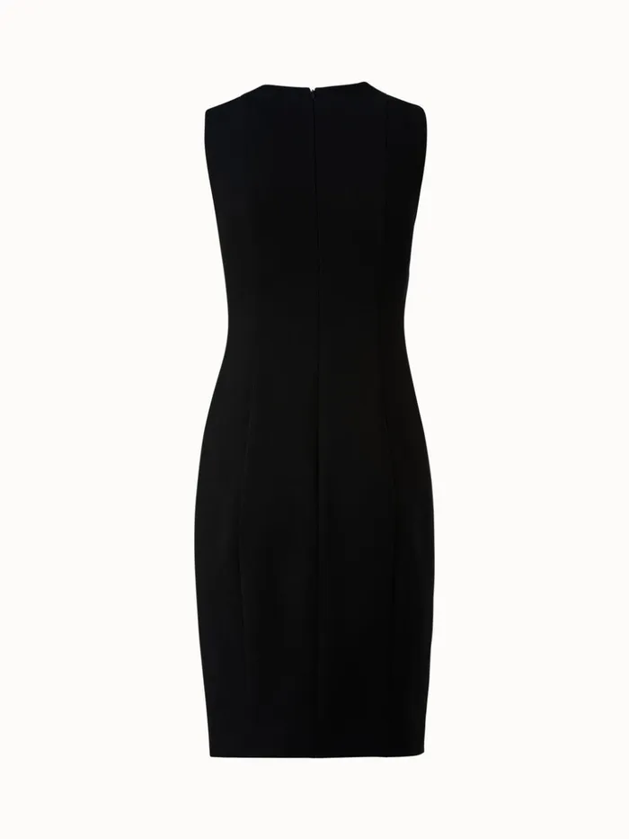 Sleeveless VNeck Wool DoubleFace Sheath Dress Black Women Akris Dresses