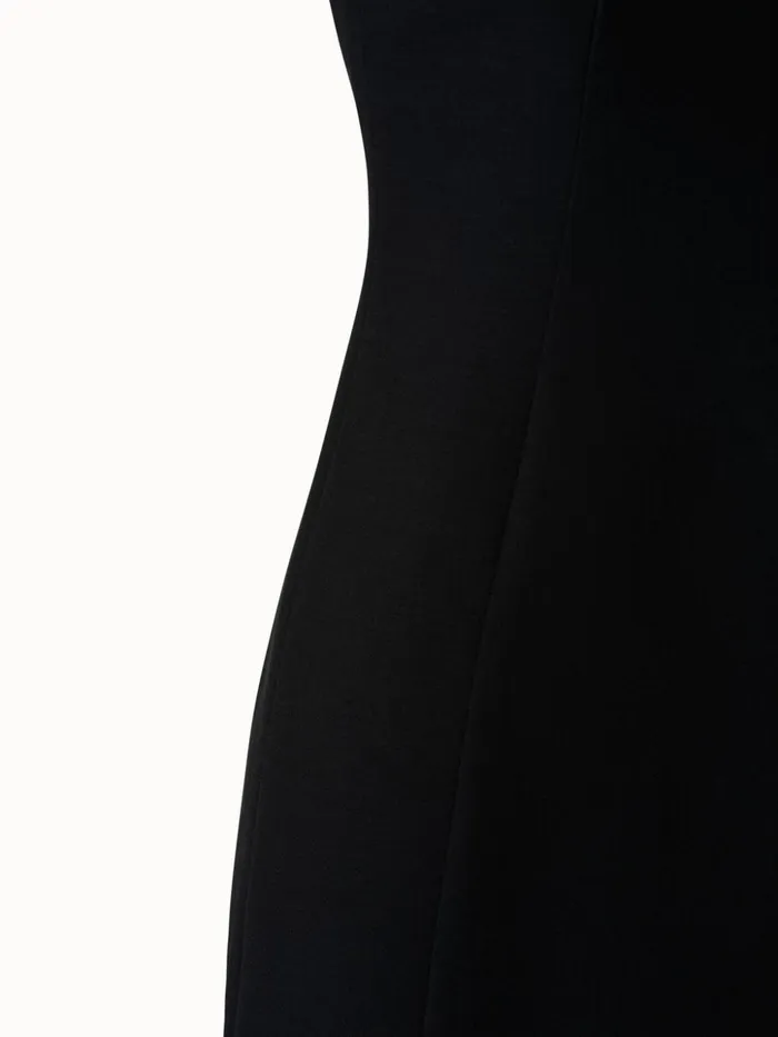 Sleeveless VNeck Wool DoubleFace Sheath Dress Black Women Akris Dresses