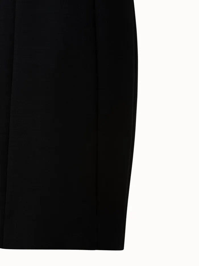 Sleeveless VNeck Wool DoubleFace Sheath Dress Black Women Akris Dresses
