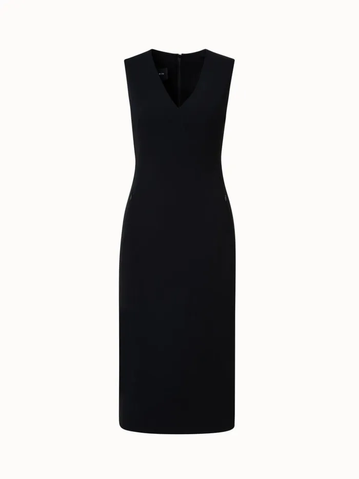 Sleeveless Wool DoubleFace Sheath Dress Black Women Akris Dresses