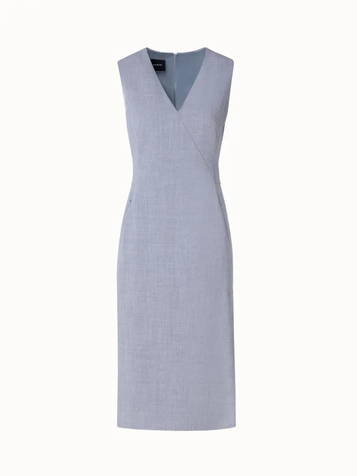 Sleeveless Wool DoubleFace Sheath Dress Silver Women Akris Dresses