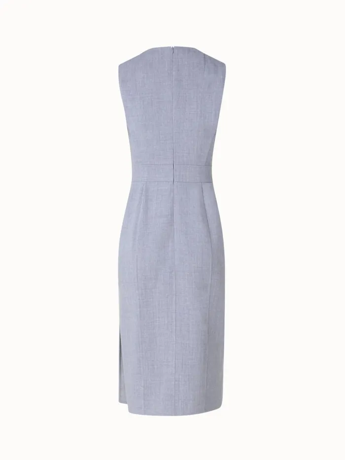 Sleeveless Wool DoubleFace Sheath Dress Silver Women Akris Dresses