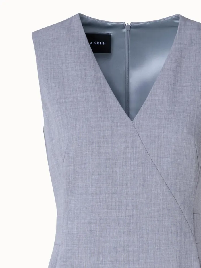 Sleeveless Wool DoubleFace Sheath Dress Silver Women Akris Dresses