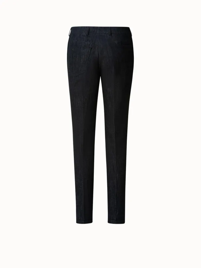 Slim Leg Cotton Denim Pants Black Women Akris Pants