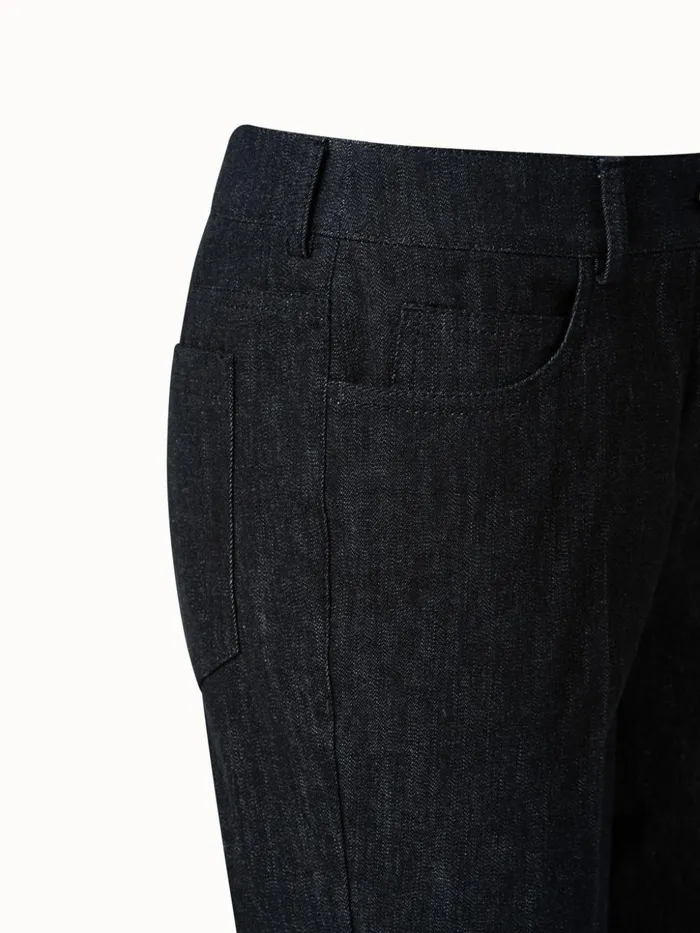 Slim Leg Cotton Denim Pants Black Women Akris Pants