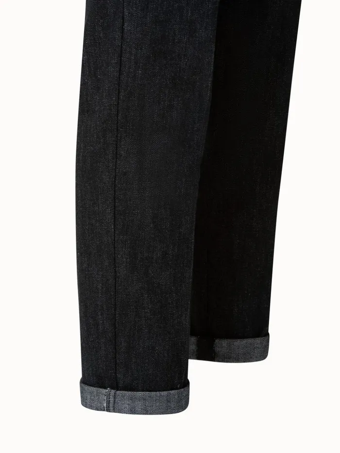 Slim Leg Cotton Denim Pants Black Women Akris Pants