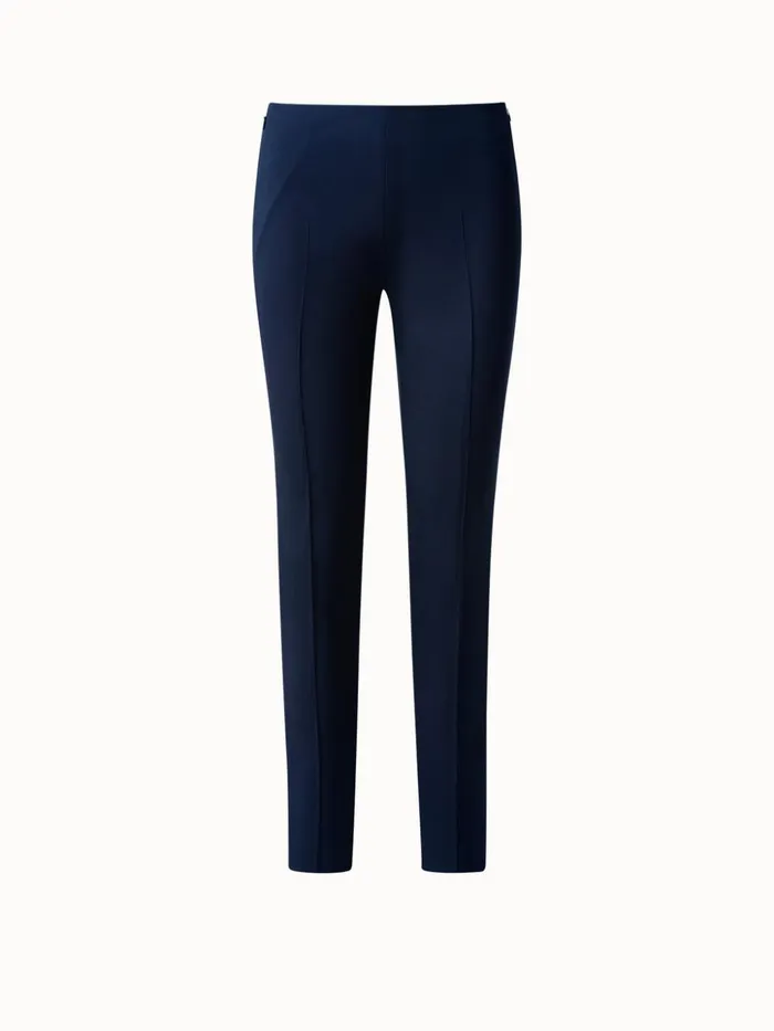 Slim Leg Silk Crpe Pants Navy Women Akris Pants