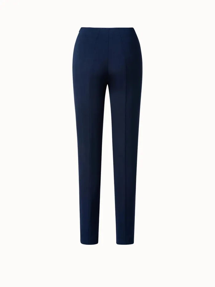 Slim Leg Silk Crpe Pants Navy Women Akris Pants