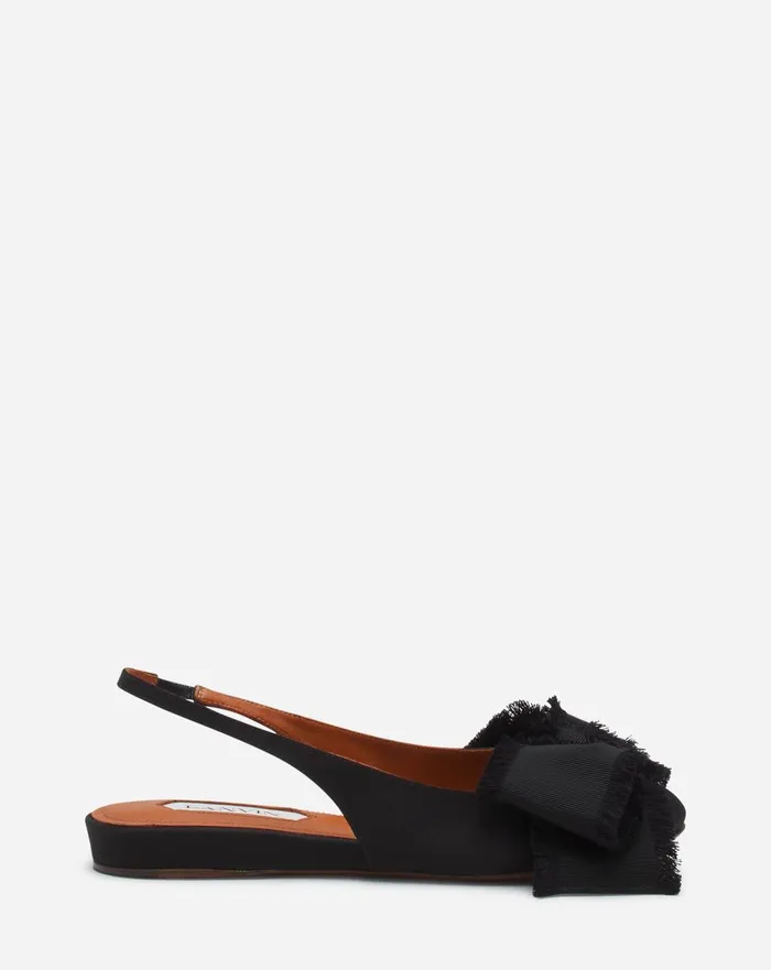 Slingback Ballerina Flat In Satin Black Women Lanvin Ballerinas