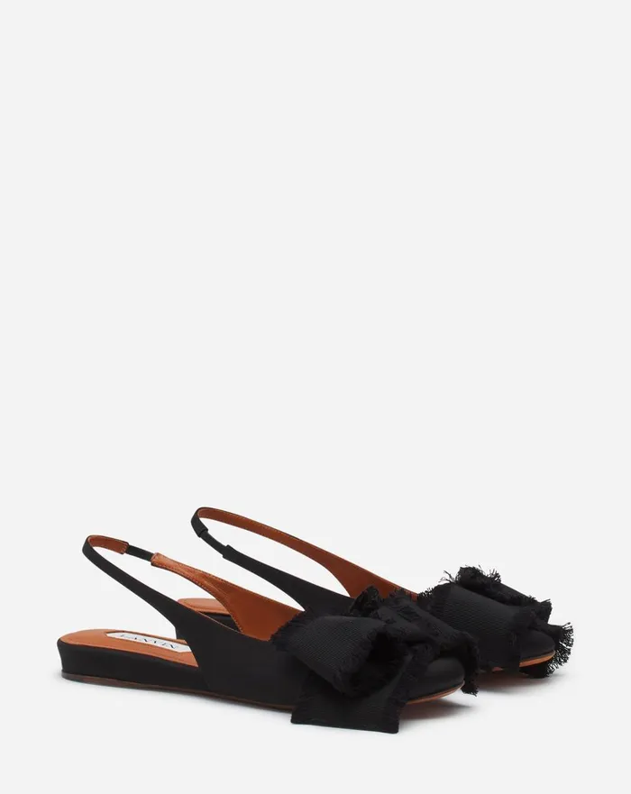 Slingback Ballerina Flat In Satin Black Women Lanvin Ballerinas Slingback Ballerina Flat In Satin Black Women Lanvin Ballerinas