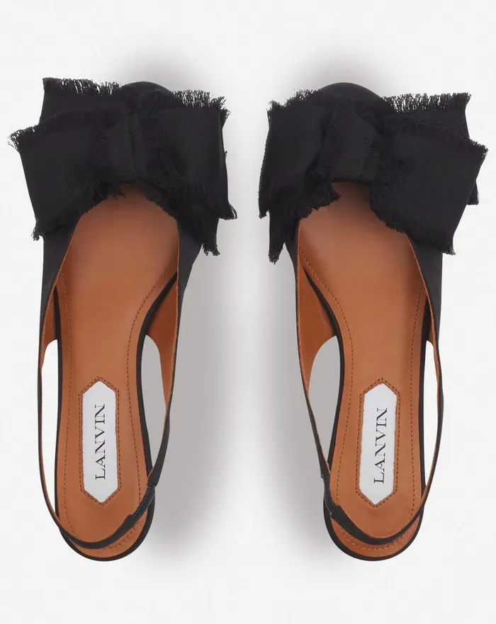 Slingback Ballerina Flat In Satin Black Women Lanvin Ballerinas Slingback Ballerina Flat In Satin Black Women Lanvin Ballerinas