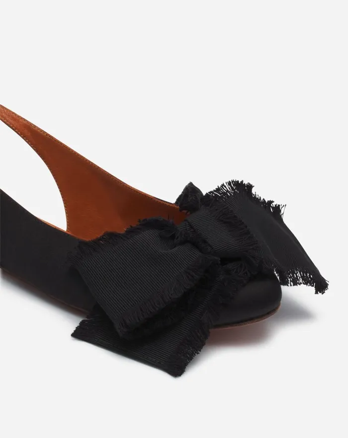 Slingback Ballerina Flat In Satin Black Women Lanvin Ballerinas Slingback Ballerina Flat In Satin Black Women Lanvin Ballerinas