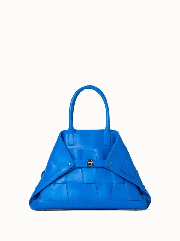 Small Ai Messenger Bag In Braided Trapezoids Leather Regatta Women Akris Tote Bags