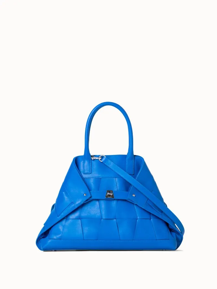 Small Ai Messenger Bag In Braided Trapezoids Leather Regatta Women Akris Tote Bags