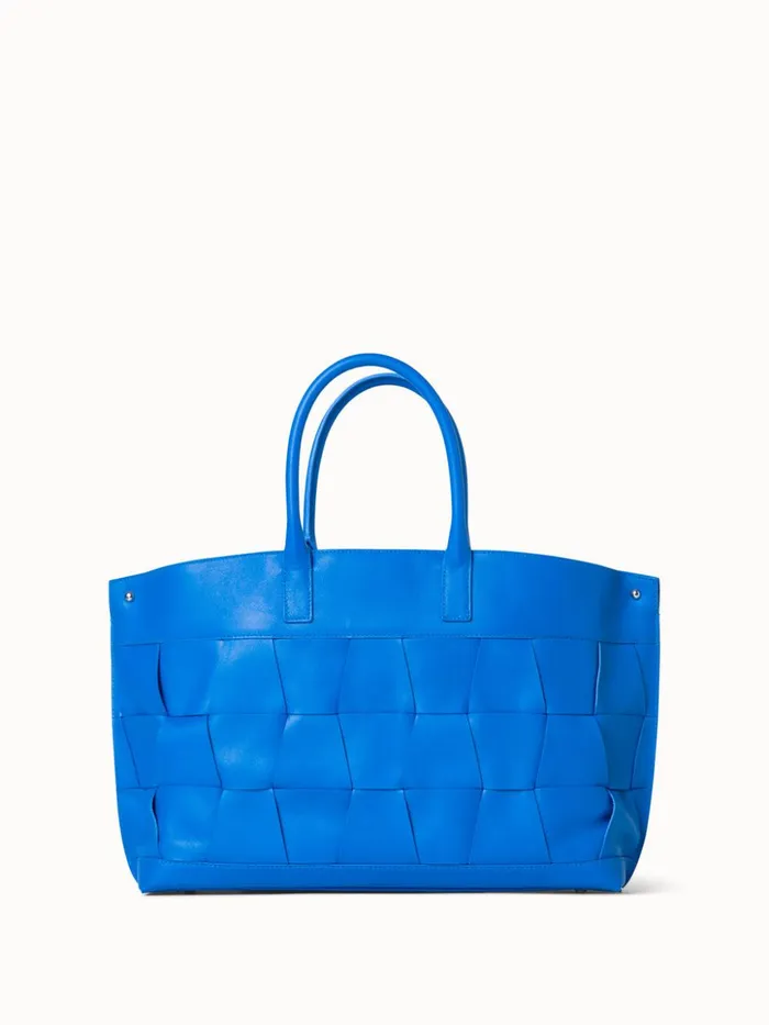 Small Ai Messenger Bag In Braided Trapezoids Leather Regatta Women Akris Tote Bags