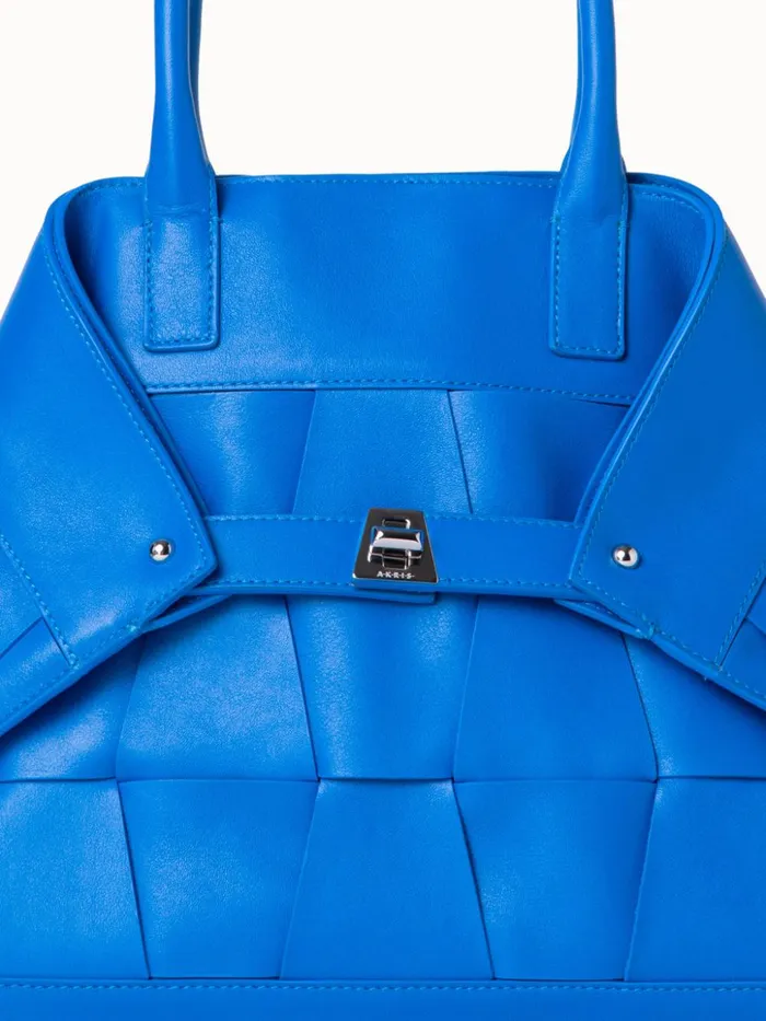 Small Ai Messenger Bag In Braided Trapezoids Leather Regatta Women Akris Tote Bags