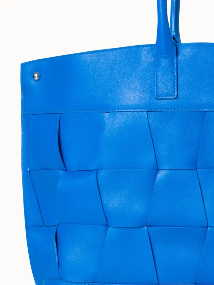 Small Ai Messenger Bag In Braided Trapezoids Leather Regatta Women Akris Tote Bags