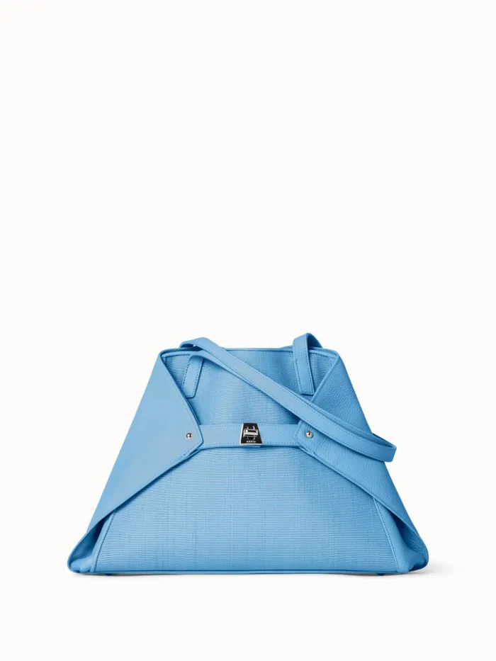 Small Ai Shoulder Bag In Leather And Horsehair Sky Women Akris Tote Bags