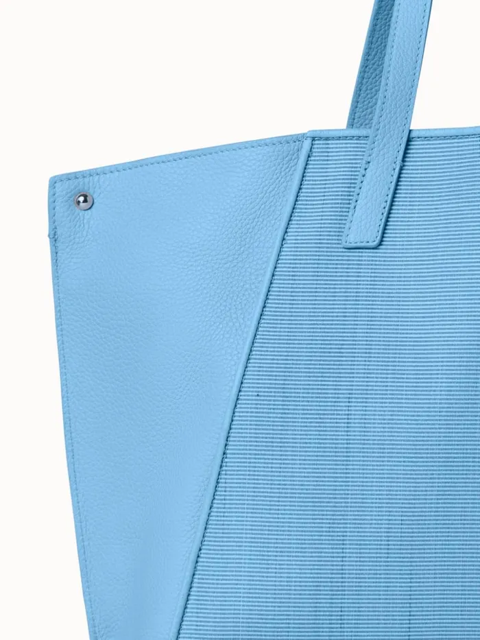 Small Ai Shoulder Bag In Leather And Horsehair Sky Women Akris Tote Bags