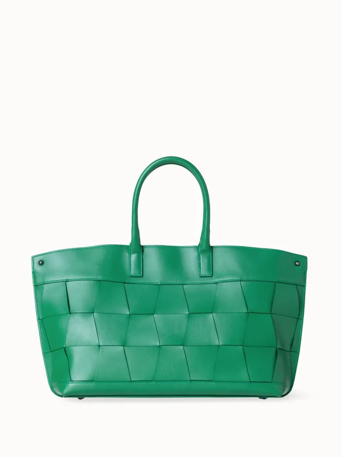 Small Ai Top Handle Bag In Woven Leather Aloe Women Akris Top Handle Bags