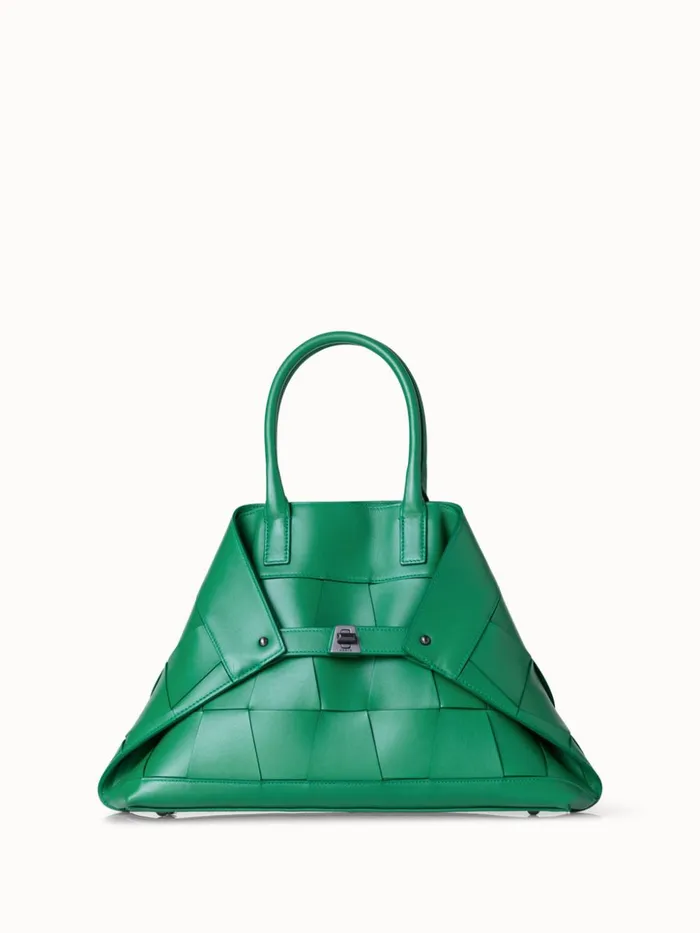 Small Ai Top Handle Bag In Woven Leather Aloe Women Akris Top Handle Bags