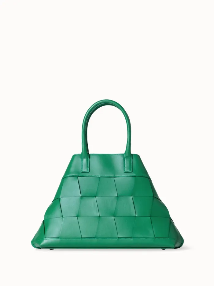Small Ai Top Handle Bag In Woven Leather Aloe Women Akris Top Handle Bags