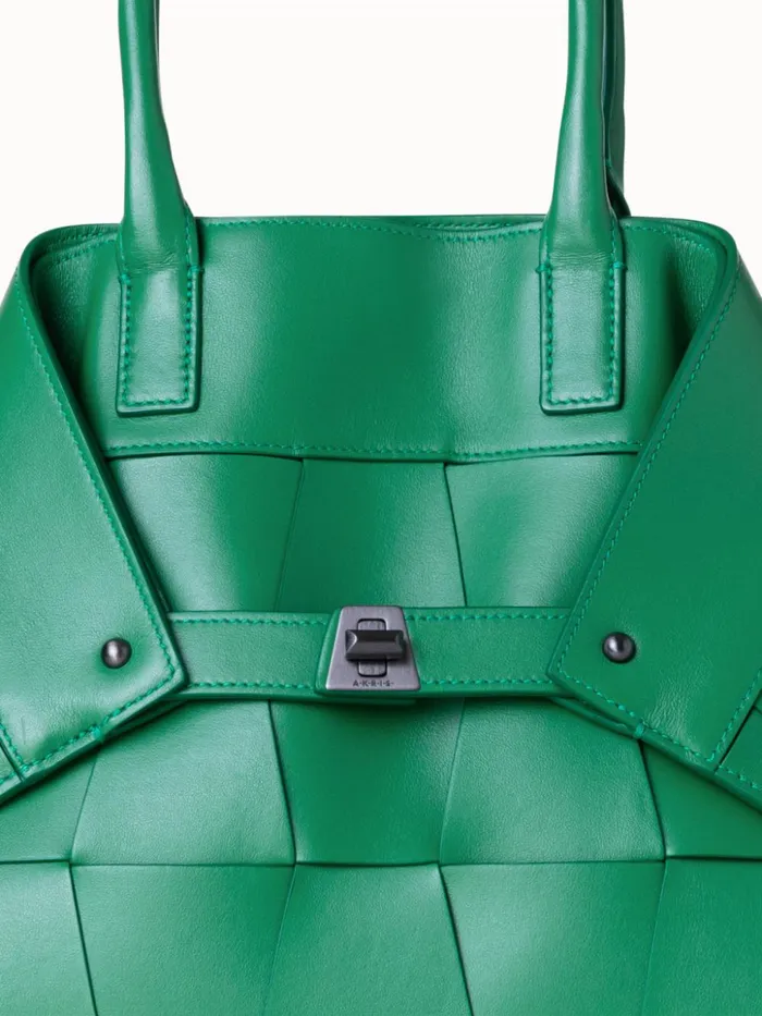 Small Ai Top Handle Bag In Woven Leather Aloe Women Akris Top Handle Bags