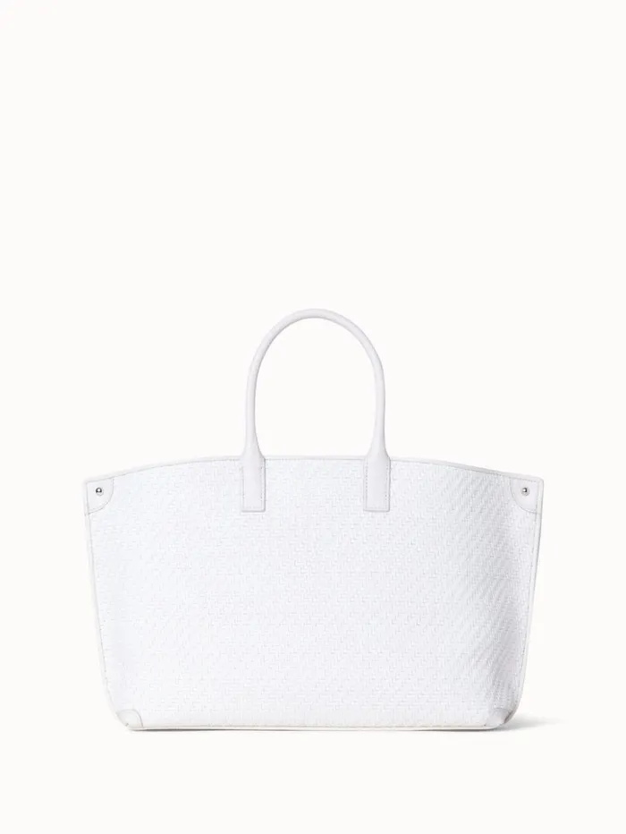 Small Ai Top Handle Bag In Woven Leather Ecru Women Akris Tote Bags