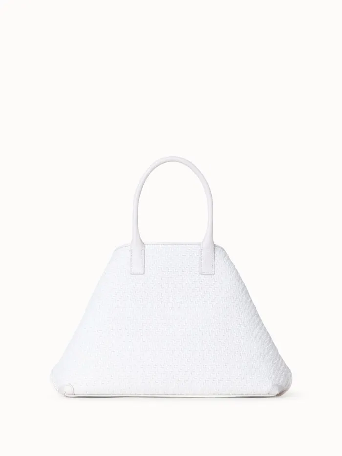 Small Ai Top Handle Bag In Woven Leather Ecru Women Akris Tote Bags