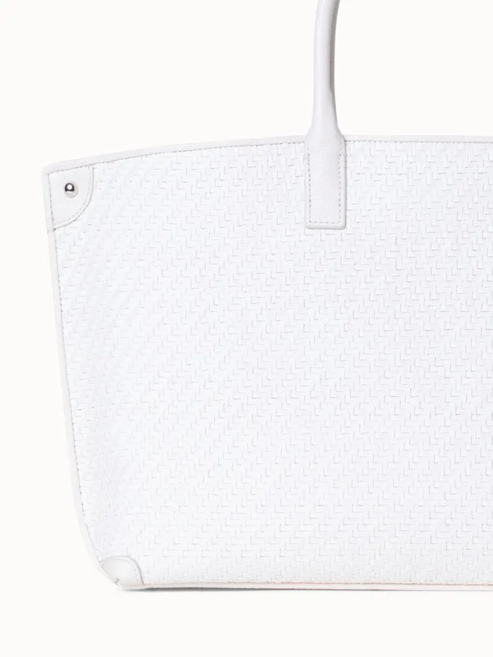 Small Ai Top Handle Bag In Woven Leather Ecru Women Akris Tote Bags