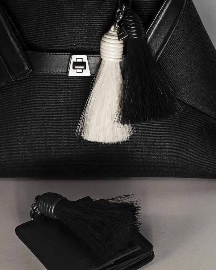 Small Handbag In Horsehair Fabric Black Women Akris Top Handle Bags