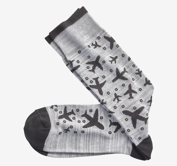 Socks Johnston and Murphy Men Novelty Socks Gray Planes