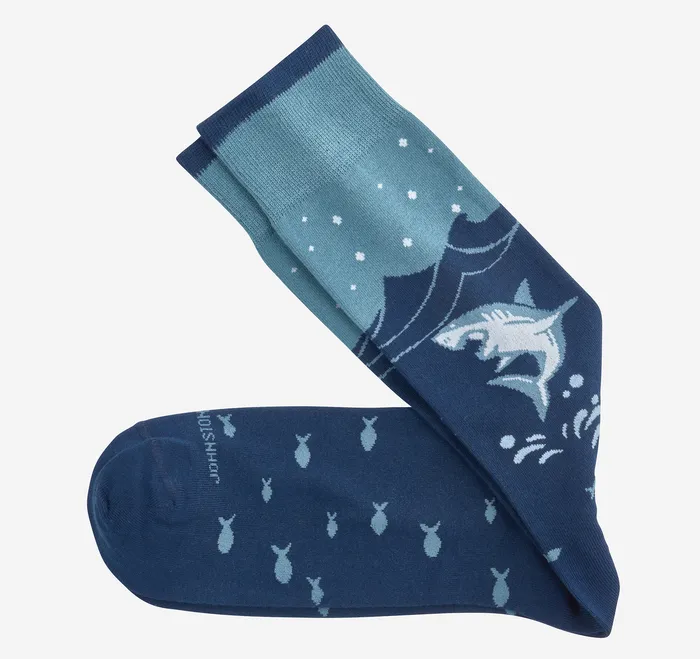 Socks Novelty Socks Blue Fish And Moon Johnston and Murphy Men