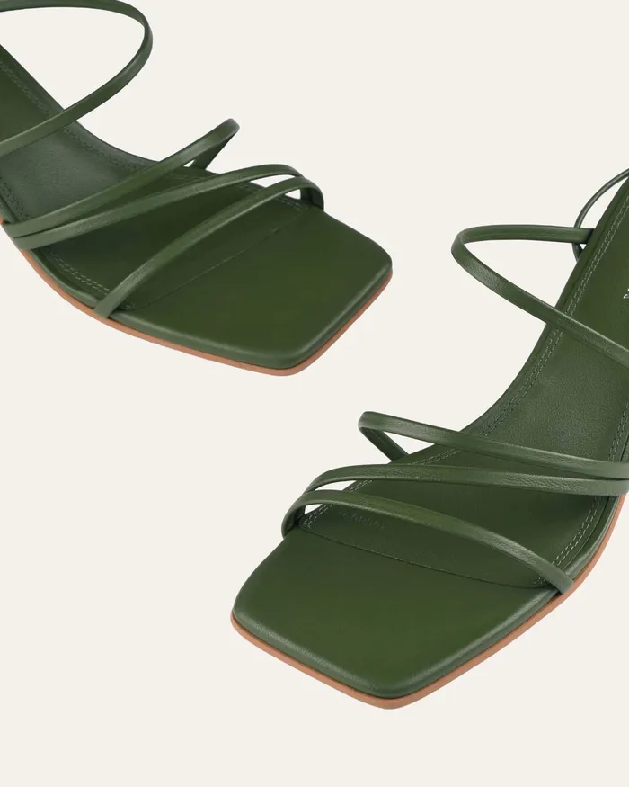 Sofia mid heel sandals moss green leather Women MID SANDALS jomercer Sofia mid heel sandals moss green leather Women MID SANDALS jomercer