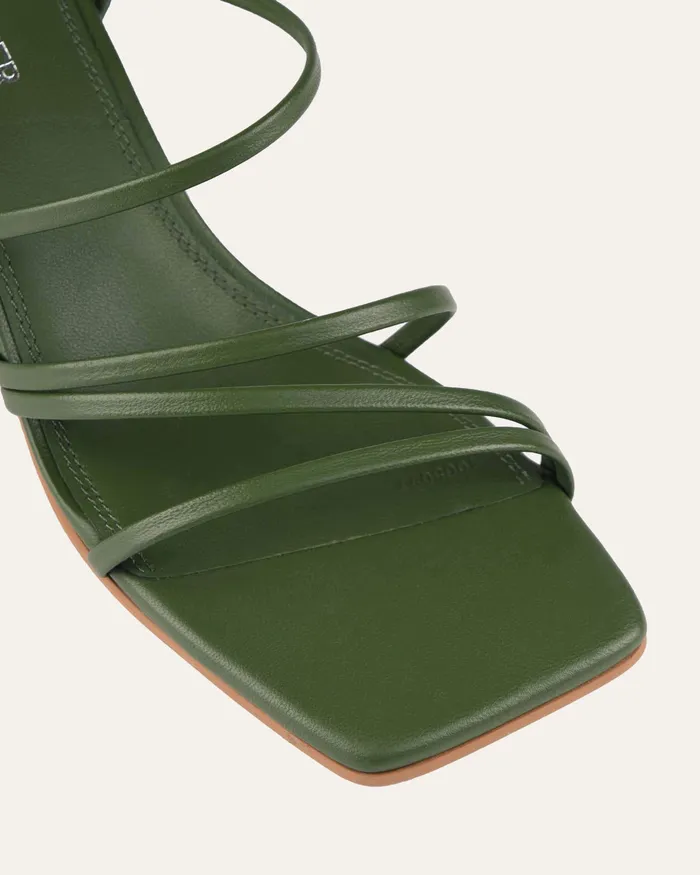 Sofia mid heel sandals moss green leather Women MID SANDALS jomercer Sofia mid heel sandals moss green leather Women MID SANDALS jomercer
