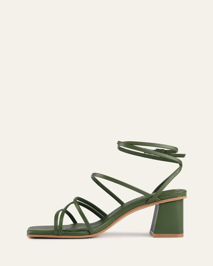 Sofia mid heel sandals moss green leather Women MID SANDALS jomercer Sofia mid heel sandals moss green leather Women MID SANDALS jomercer