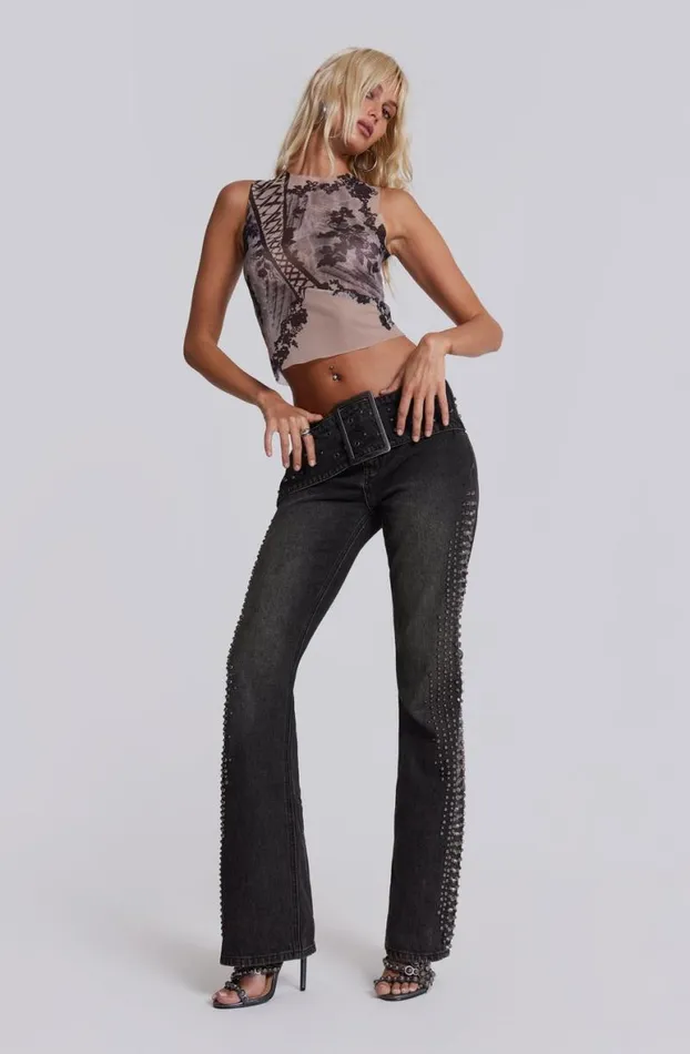 Statement Jeans Women Jaded London Studded Up Denim Jeans